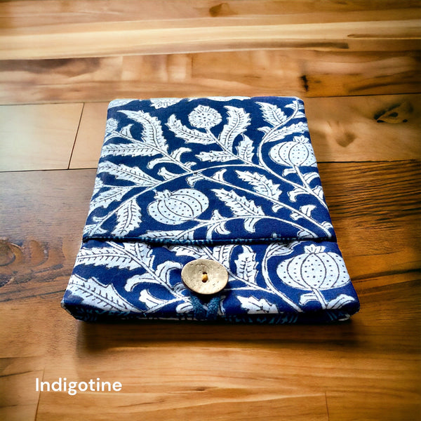 Étui d'iPad Mini en Tissu de Coton Blockprint bleu.