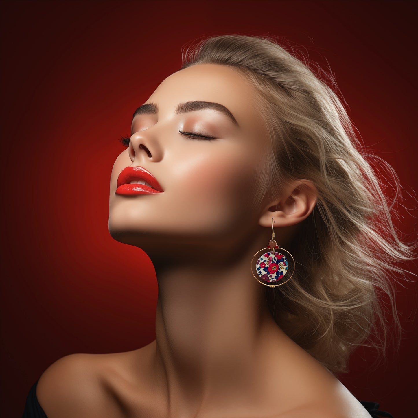 Boucles d’oreilles créoles dorées & tissu – Bijou fait main, léger et élégant